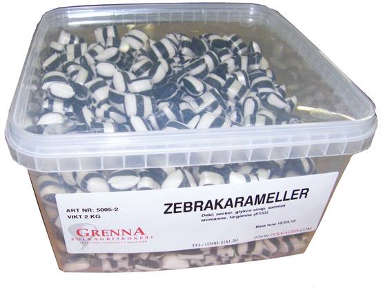 Salmiakkikaramelli 2 kg, zebra - Salmiakit - 524617 - 1